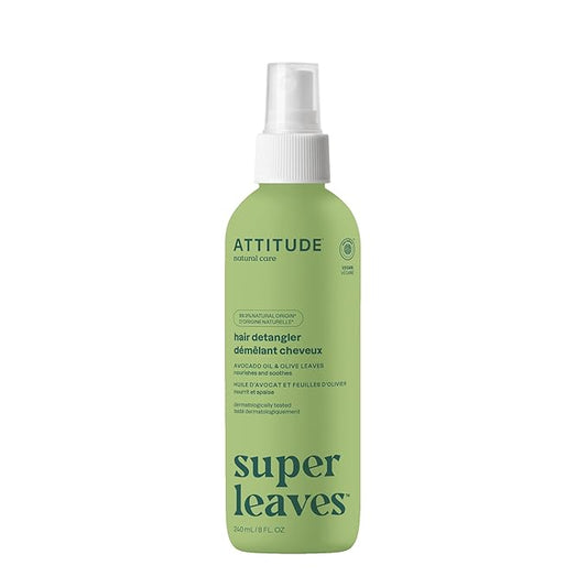ATTITUDE Detangling Spray, EWG Verified, Vegan & Plant-Based Hair Care, Leave-In for Smooth & Manageable Hair, Pear & Amber Scent, 8 Fl Oz