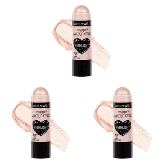 wet n wild MegaGlo Makeup Stick, Buildable Color, Versatile Use, Cruelty-Free & Vegan - When the Nude Strikes (Pack of 3)