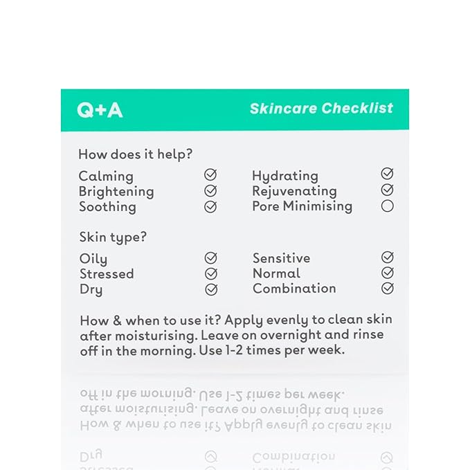 Q+A Cica Overnight Face Mask (50g), Calming, Hydrating and Barrier-Strengthening Face Care, Sleeping Mask for Sensitive, Stressed and Dry Skin, With Centella Asiatica, Vegan Skincare