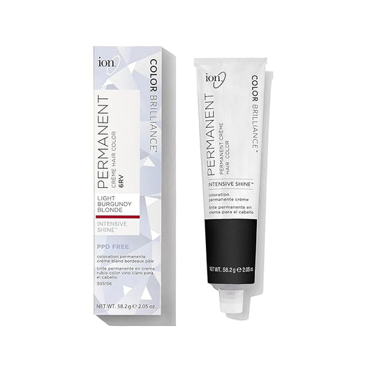 Ion Permanent Creme Hair Color 6RV Light Burgundy Blonde, Vegan, Cruelty Free, PPD Free, 100% Gray Coverage, Long Lasting, Fade Resistant Color, 2.05 oz