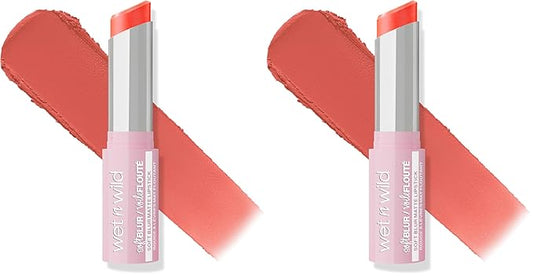 wet n wild Soft Blur Matte Lipstick, Velvety Semi-Sheer Buildable Color, Soft Matte Powdery Finish, Comfortable Wear, Vegan & Cruelty-Free - Apricot Smoothie (Pack of 2)