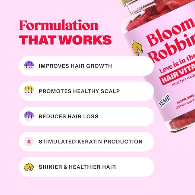 60 Hair Gummies for Faster Hair Growth Vitamins for Women & 5000 MCG Non-GMO Vegan Biotin Hair Skin and Nails Gummies - Hair Growth & Hair Skin and Nails Vitamins