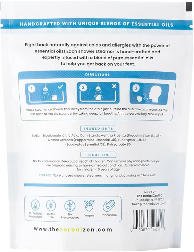 Cold Kicker Shower Steamers Aromatherapy for Relief - USA Made - Peppermint & Eucalyptus Shower Bomb Tablets – Valentines Day Gift for Her and Him – Soothing Natural Essential Oils (10 Pack)