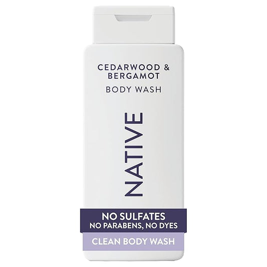 Native Body Wash Contains Naturally Derived Ingredients | For Women & Men, Sulfate, Paraben, & Dye Free Leaving Skin Soft and Hydrated | Cedarwood & Bergamot 18 oz