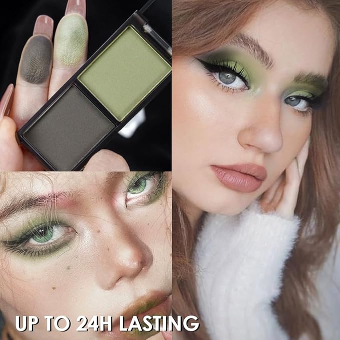 AMY'S DIARY 2 Color Matte Green Dark Green Eyeshadow Palette – matte Shades eye shadow for Eye Makeup, Long-Lasting & Highly Pigmented, Vegan & Cruelty-Free for woman (03# green black)