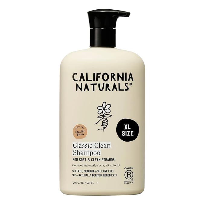 California Naturals Vanilla Bloom Shampoo, Sulfate Free, Scalp and Hair Care for Women and Men, Coconut Cleansing Complex, Natural, Vegan, Cruelty, Silicone, and Paraben Free, All Hair Types, 20 fl oz