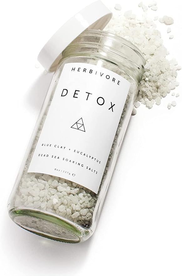 HERBIVORE Detox Soaking Bath Salts – Aromatherapeutic Blend of Pacific Sea Salts, Detoxifying + Relaxing, Eucalyptus & Lavendar, Plant-Based, Vegan, Cruelty-Free, 8 oz