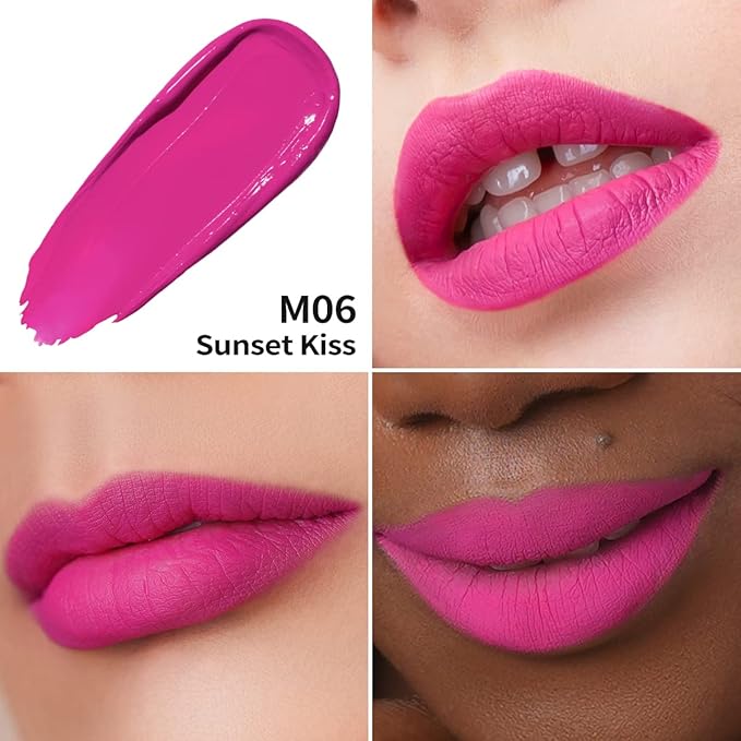 Oulac Hot Pink Lipstick Matte for Women, Pink Long Lasting Lipstick, No-Transfer Liquid Lipsticks,High Impact Lip Color with Vitamin E Waterproof Formula,Cruelty Free&Vegan M06