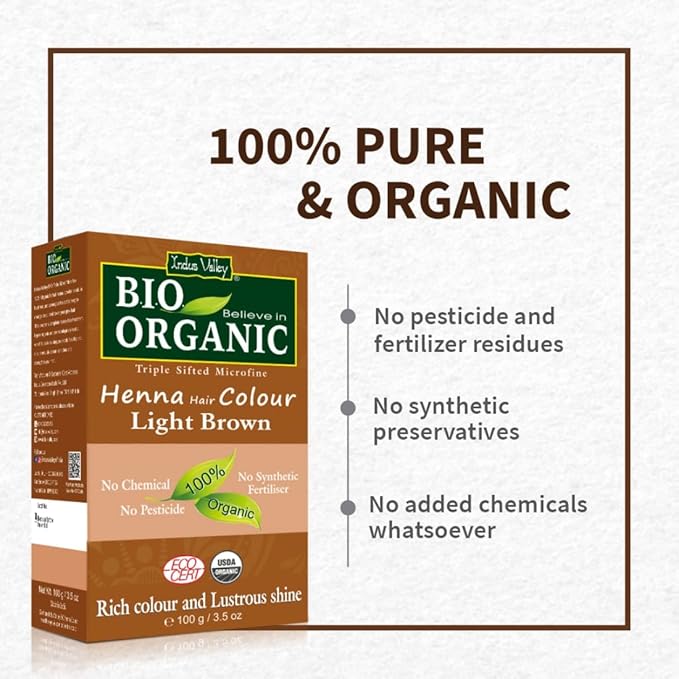 Indus Valley Light Brown Henna Hair Color-100% Pure & Natural