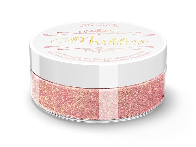 MARBLERS Glitter Mica Powder [Rose Quartz] 0.14oz (4g) | Glitter Mica | Highly Pigmented | Non-Toxic, Vegan, Cruelty-Free | Eyeshadow, Body Butter, Nail Polish, Nail Art | Party, Body, Face Makeup