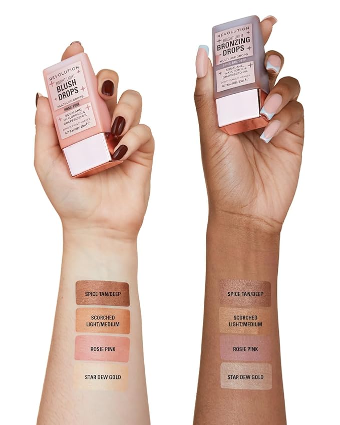 Revolution Beauty London, Bright Light Glow Blush Drops, Builable Liquid Blush for Face, Infused with Hyaluronic Acid, Vegan & Cruelty-Free, Pink Rosie, 0.77 fl oz