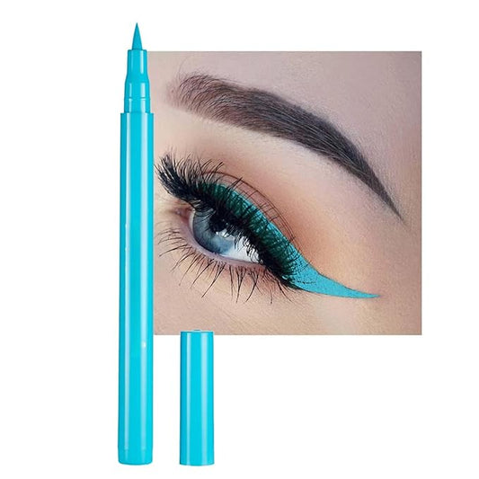 Liquid Vegan Eyeliner, Colorful Neon Eyeliner Pencil, long-lasting, waterproof, smudge proof, sharp tip, quick dry, easy cleansing Makeup Gift for Women (Sky Blue#5)