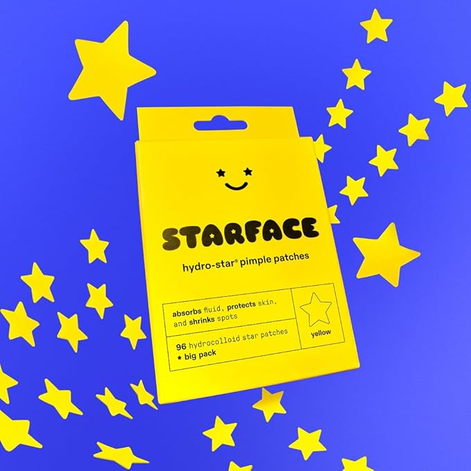 Starface Hydro-Star Yellow Pimple Patches BIG PACK, Hydrocolloid, Clinically Proven Spot Shrinking in 6 Hours, Absorb Fluid and Reduce Redness, Vegan and Cruelty-Free Skincare (96 Count)