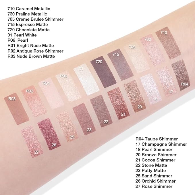 Single Cream Eye Shadow,Rose Glitter Shimmer Nude Natural Monochrome Eyeshadow Palette,Waterproof,Long Lasting Naturing-Looking,Vegan & Cruelty-Free,27