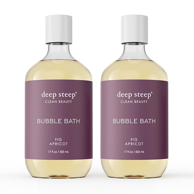 Deep Steep Bubble Bath, Fig Apricot 17 oz (Pack of 2) – Hypoallergenic, Clinically Tested Soothing Soak with Shea Butter & Argan Oil – Sulfate-Free