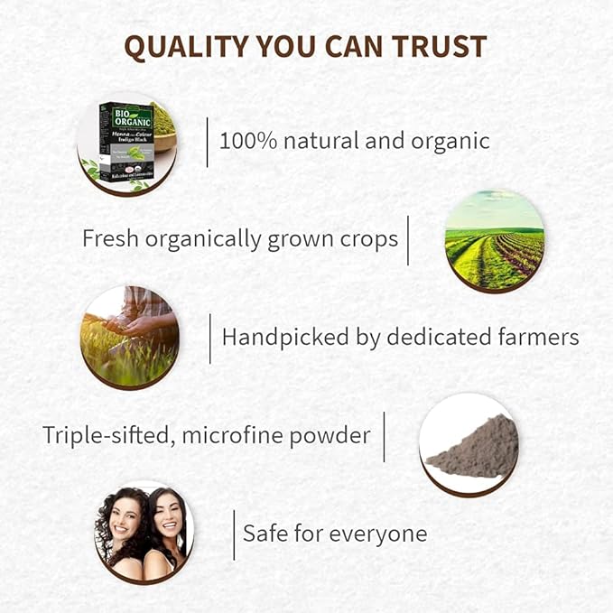 Indus Valley Bio Organic Natural Henna Hair Color Indigo Black 100gm| Organic Hair Colour, 100% Gray Hair Coverage And Long Lasting Hair Dye | Vegan and Cruelty-Free