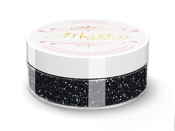 MARBLERS Twinkle Face & Body Glitter [Black Knight] 0.18oz (5g) | Fine | Non-Toxic | Vegan | Cruelty-Free | Festival, Rave & Party Makeup | Eye, Hair, Nail Polish, Eyeshadow | Nail Art | Gel Nail