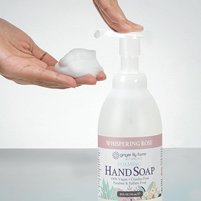 Ginger Lily Farms Botanicals All-Purpose Foaming Hand Soap Refill, 100% Vegan & Cruelty-Free, Whispering Rose Scent, 20 Fl Oz (Pack of 1)
