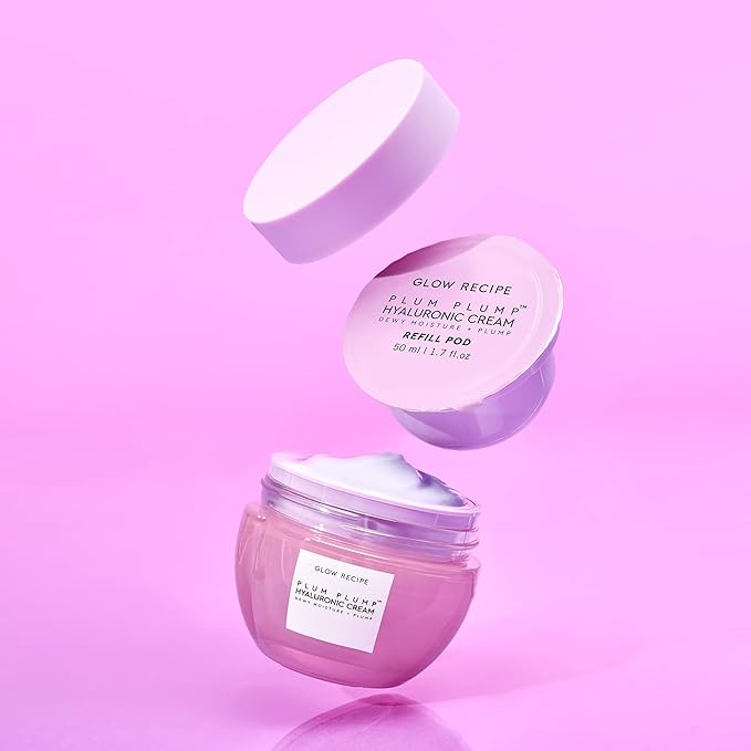 Glow Recipe Plum Plump Hyaluronic Acid Face Cream, Refill - Hydrating, Firming & Plumping Facial Moisturizer for Women & Men - Korean Skin Care with Polyglutamic Peptides for Dry Skin Wrinkles (50ml)