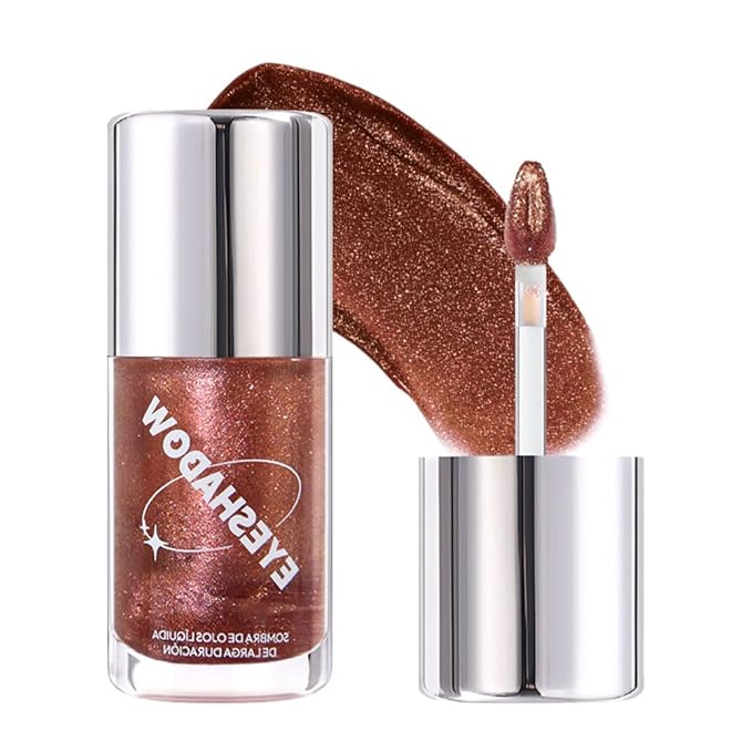 SUAKE Liquid Sparkling Glitter Eye Shadow – Rose Gold Cherry Eyeshadow, Eyeliner, Eyelid Shimmer Highlight Makeup, Highly Pigmented sombra de para ojos,Waterproof Quick-Drying (02Cocoa#)