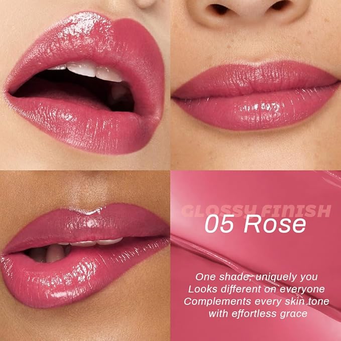 Honey Lipstick Tinted Lip Balm - Shine Moisturizing Lipstick for Women, Natural Nourishing Hydrating Lip Gloss Stain for Dry Lips, Tint Sheer Lightweight Makeup, Vegan - 2Pc Rose & Girly