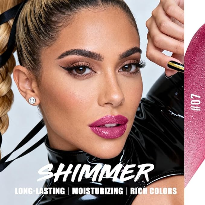 Jolilab 2Pcs Glitter Lip Kit - Velvet Matte & Nude Matte Lipstick + Glitter Lip Gloss/Glitter Lipstick High Pigmented Long-Lasting Waterproof Beauty Cosmetics Gift for Women(#02+01)