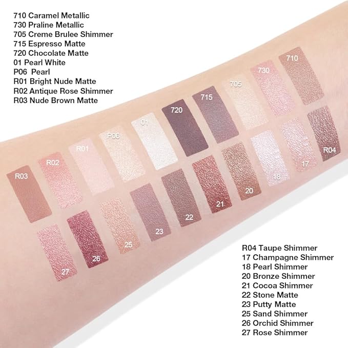 evpct Single Cream Eye Shadow Palette Pot Makeup for older Women, Bronze Shimmer Glitter Metallic Monochrome Cream to Powder Eyeshadow Palette Eye Brightener, High Pigment Waterproof Blendable, 20