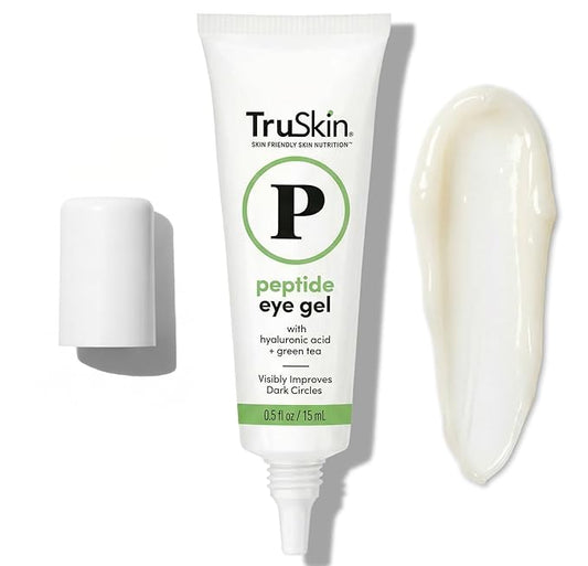 TruSkin Peptide Eye Cream Gel for Dark Circles & Fine Lines - Lightweight Under Eye Gel with Peptides & Hyaluronic Acid - Hydrating & Smoothing Eye Care for Tired-Looking Eyes, 0.5 Fl Oz