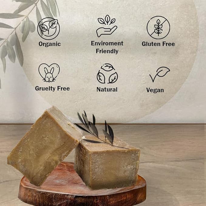 Aleppo Soap Bar – 100% Natural Olive & Laurel Oil for Sensitive Skin, Hair, Face & Body – Handmade, Vegan, Chemical-Free