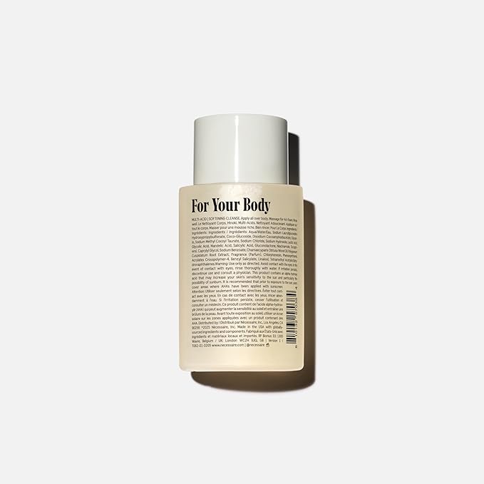 Nécessaire The Body Wash Hinoki - Natural Body Wash for Women & Men, Softening Shower Gel with Gentle Exfoliating Acids AHA/BHA/PHA. Gel Cleanse, 3.4 fl oz.
