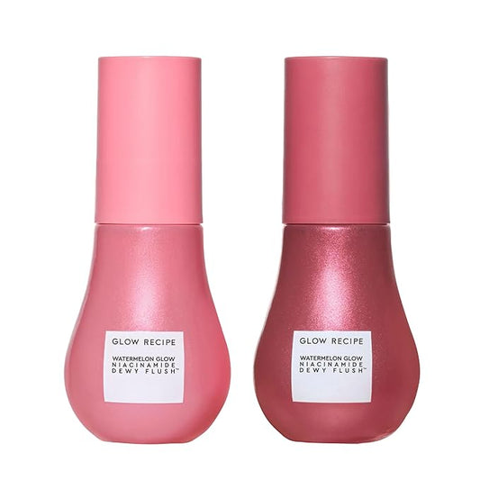Glow Recipe Dewy Flush Duo - Berry Flush & Watermelon Flush Niacinamide Dewy Flush Tinted Serums (15 ml/ea) - Glowy, Hydrating Cheek & Lip Stain for a Fresh, Dewy Flush