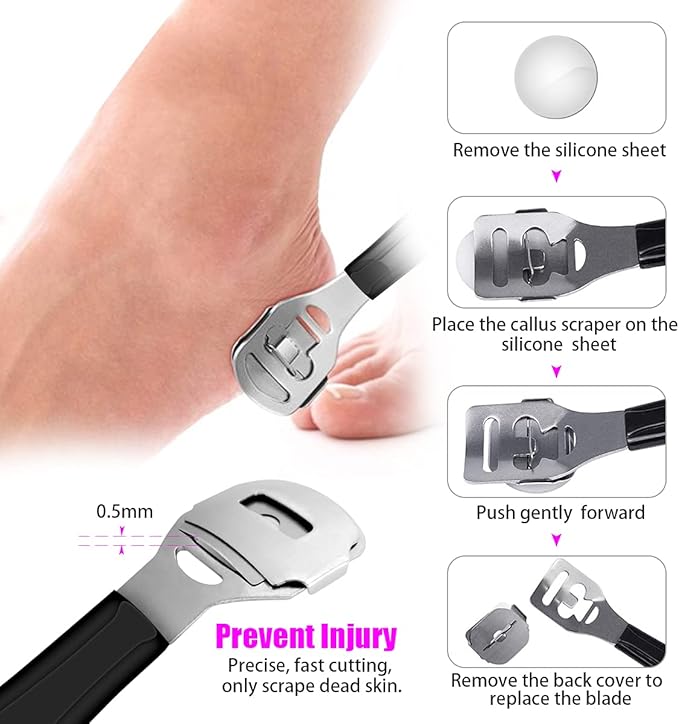 Pedicure Tools for Feet, 30 in 1 Foot Scrubber Manicure Kit for Women Men, Stainless Steel Foot File Foot SPA, Professional Callus Remover Skin Tag, Included Nail Toenail Clipper File Foot Rasp