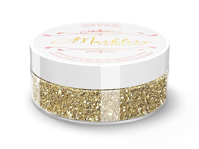 MARBLERS Twinkle Face & Body Glitter [Light Gold] 0.18oz (5g) | Fine | Non-Toxic | Vegan | Cruelty-Free | Festival, Rave & Party Makeup | Eye, Hair, Nail Polish, Eyeshadow | Nail Art | Gel Nail