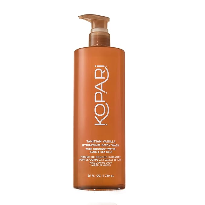 Kopari Jumbo Tahitian Vanilla Hydrating Body Wash | 25 oz Gel-Based Body Cleanser with Coconut Water, Aloe & Sea Kelp | Rich Lather, Signature Coconut Milk Scent