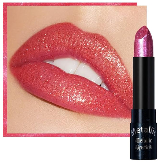 Kaely Glitter Metallic Lipstick Makeup, Shimmer Metallic Lipsticks for Women, High Pigmented Lip Gloss Long Lasting Waterproof Smudge Proof, Vegan & Cruelty-Free, 09