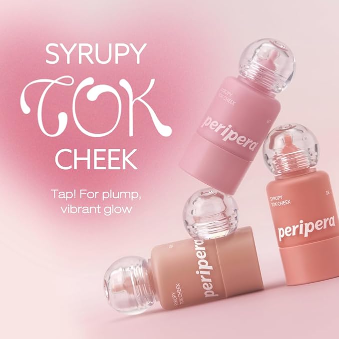 PERIPERA SYRUPY TOK CHEEK 15 Colors, Liquid Blush, Dewy Finish and Hydrates All day, Soft Velvet Texture Face Cheek Tint (07 AIRY PINK)