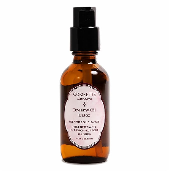 Cosmette Dreamy, Deep Pore Cleansing Oil for Sensitive Skin, Vegan Makeup Blackhead Remover & Face Cleanser - Gentle, Hydrating, Natural Skincare, 1.7 FL Oz