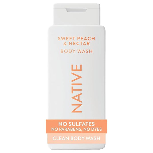 Native Body Wash Contains Naturally Derived Ingredients | For Women & Men, Sulfate, Paraben, & Dye Free Leaving Skin Soft and Hydrating | Sweet Peach & Nectar 18 oz