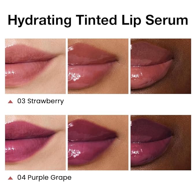 2Pcs Lip Tinted Glowy Balm Hydrating Tinted Lip Serum Lip Gloss, Ultra-Hydrating Natural Vegan Lip Balm, Sheer-Tinted Shine & Hydration, Soothes & Softens Dry Lips Skincare 03+04