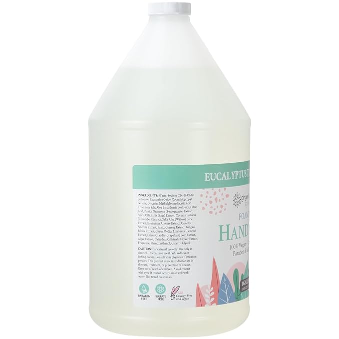 Ginger Lily Farms Botanicals All-Purpose Foaming Hand Soap Refill, 100% Vegan & Cruelty-Free, Eucalyptus Tranquility Scent, 1 Gallon (Pack of 4)