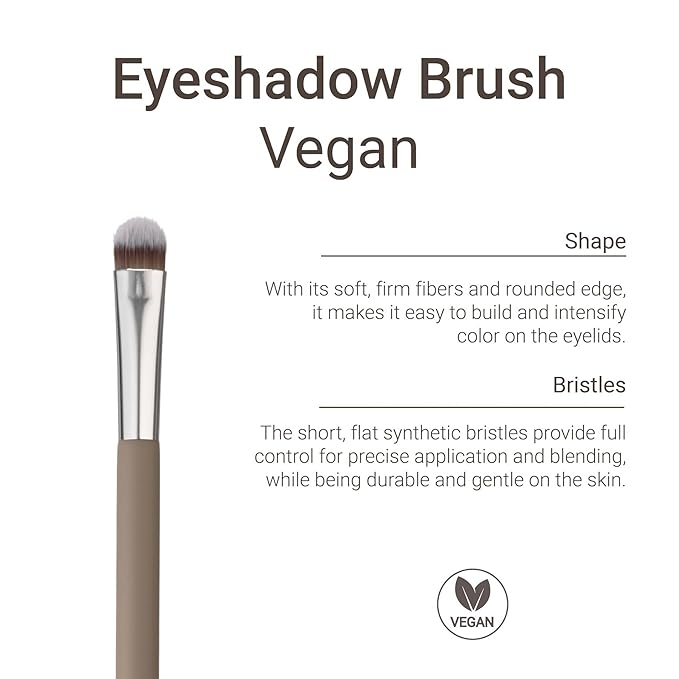 Sandstone Scandinavia Eyeshadow Brush – Precision Makeup Brush for Smooth Color Application – Ultra-Soft Vegan Bristles – Cruelty-Free
