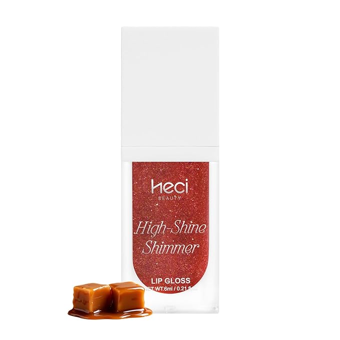 Glitter Lip Gloss – High-Shine Hydrating Lip Gloss, Non Sticky Moisturizing Crystal Shimmer Gloss, Caramel Scent, Nourishing Lip Oil Shine for Smooth Glossy Lips, Sunset Orange, 0.21 fl oz