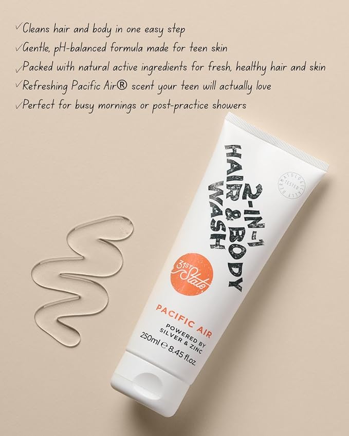 31st State 2-in-1 Hair + Body Wash - Easy-To-Use, Gentle Formula - Suitable for All Skin/Hair Types - Balanced for Daily Use - Non-Drying - Vegan, Gluten-Free, Paraben-Free and SLS/SLES-Free - 150ml