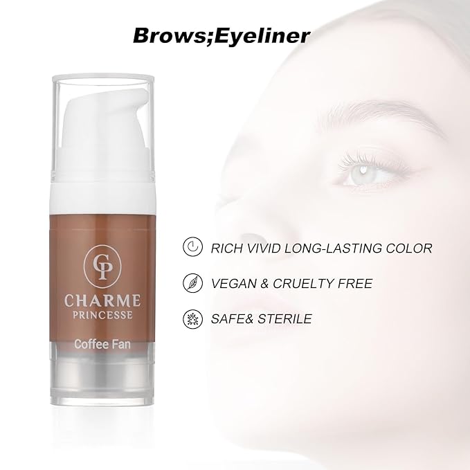 Charme Princesse Pigment Permanent Ink Micropigment Cosmetic Pigment Eyebrow Eyeliner Lips Cosmetic Coffee Fan Color Pigment Hand Extruded Pigment 10ml PI603-10-010-US
