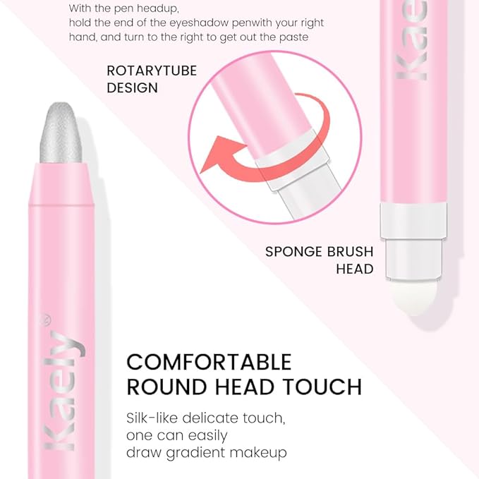 2in1 Shimmer Cream Eye Shadow Stick - Silver, Eyeliner Pencil Eyeshadow Palette Makeup, Waterproof Long Lasting Brightener, Crease Proof & Smudge Resistant, Cream Eyeshadow with Built-in Smudger