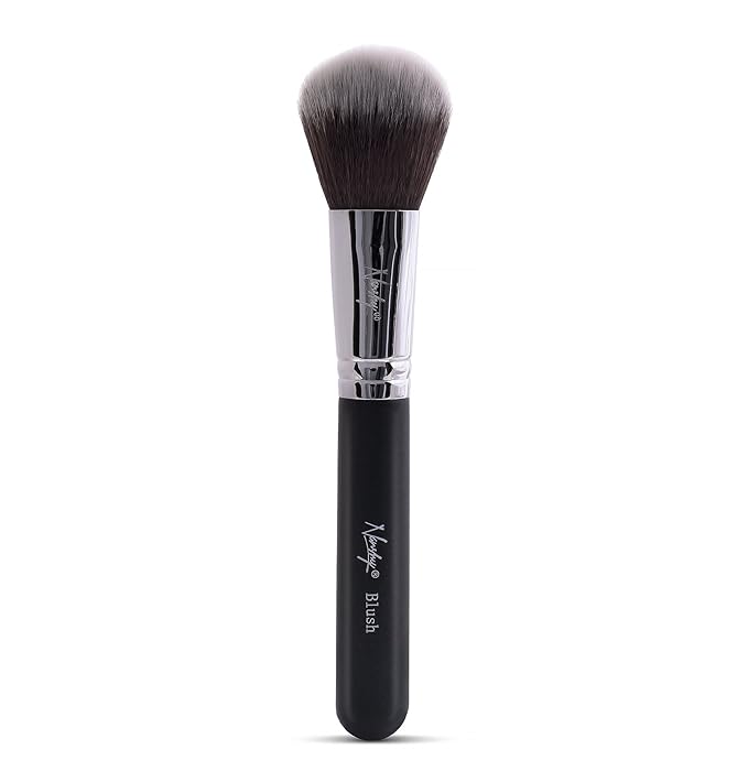 Nanshy Rounded Blush Brush - Bronzer Brush & Contour Brush for Powder & Cream Face Makeup Application & Blending - Fluffy Blusher Brush - Vegan & Cruelty-Free - Black