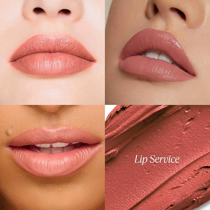 Mini 4Ever Haute Lipstick – Pinky Nude Lipstick Long Lasting, Bold Satin Finish, Vegan, Cruelty-Free - Clean & Natural, Travel-Friendly Lip Color (Lip Service)
