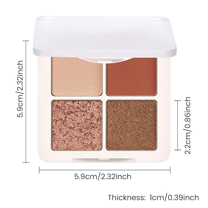 Neutral Champagne Gold Eye Shadow Palette, Metallic and Shimmer Magic Eyeshadow Makeup, Velvety Pigmented Creamy Formula, Four Way Quad Eye Shadow Palette For Old Women, (03#Champagne Gold)