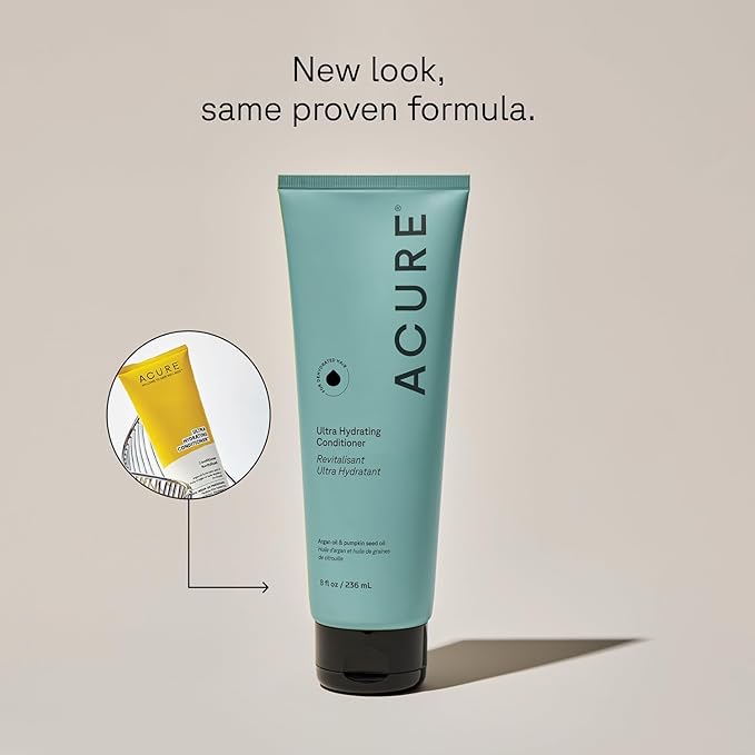 Acure Ultra Hydrating Conditioner - Deep Moisture Conditioner for Women & Men w/ Dry, Damaged, Fine, Dry, Damaged, Color Treated Hair & Scalp w/ Argan Oil, Vegan, Paraben Free, Sulfate Free - 8 fl oz
