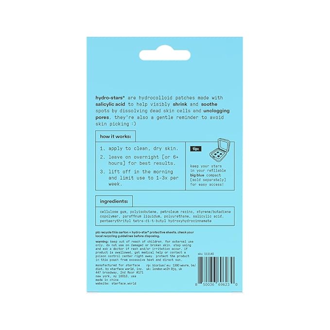 Starface Hydro-Star Salicylic Acid Patches BIG PACK, Helps Unclog Pores and Shrink Spots, Absorb Fluid and Reduce Redness, Hydrocolloid, Vegan and Cruelty-Free Skincare (96 Count)